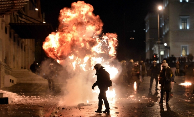 petrol bomb explodes in greek |  |  | Photo of 0